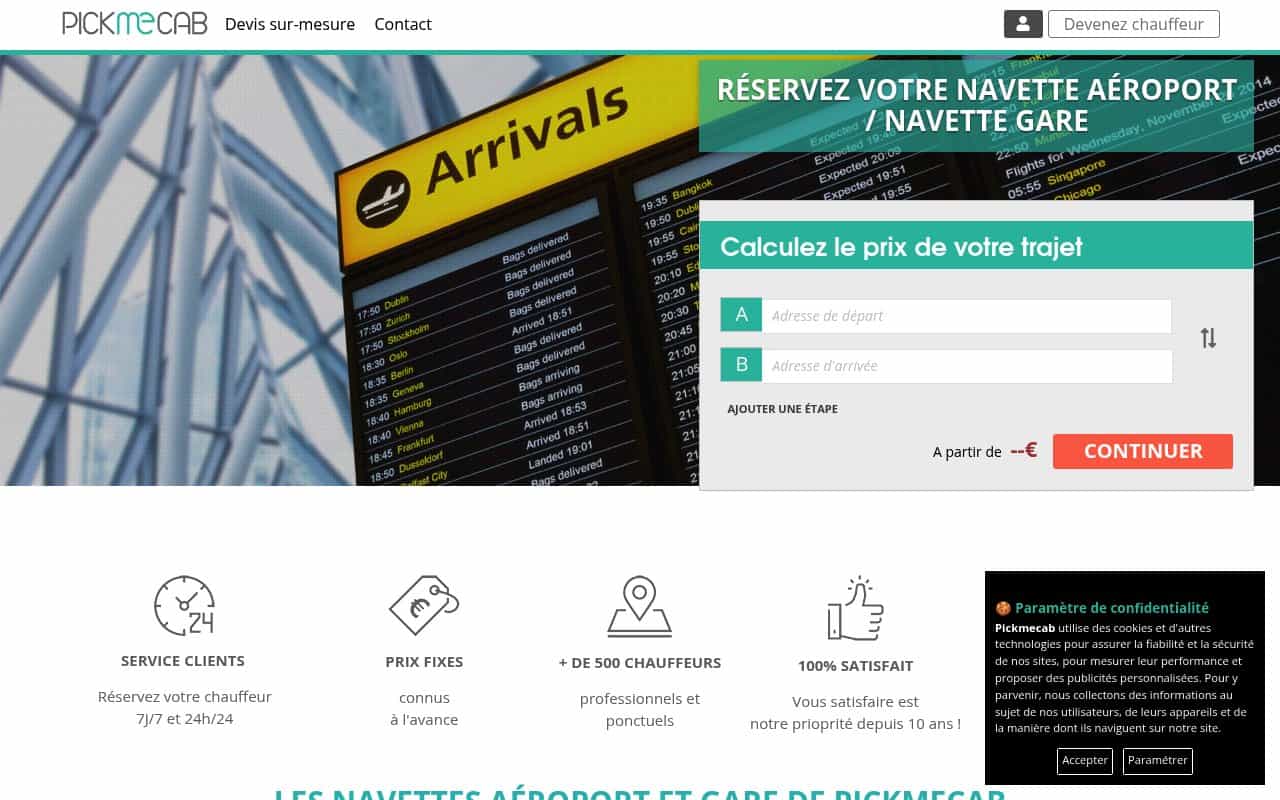 Aperçu du site Pickmecab