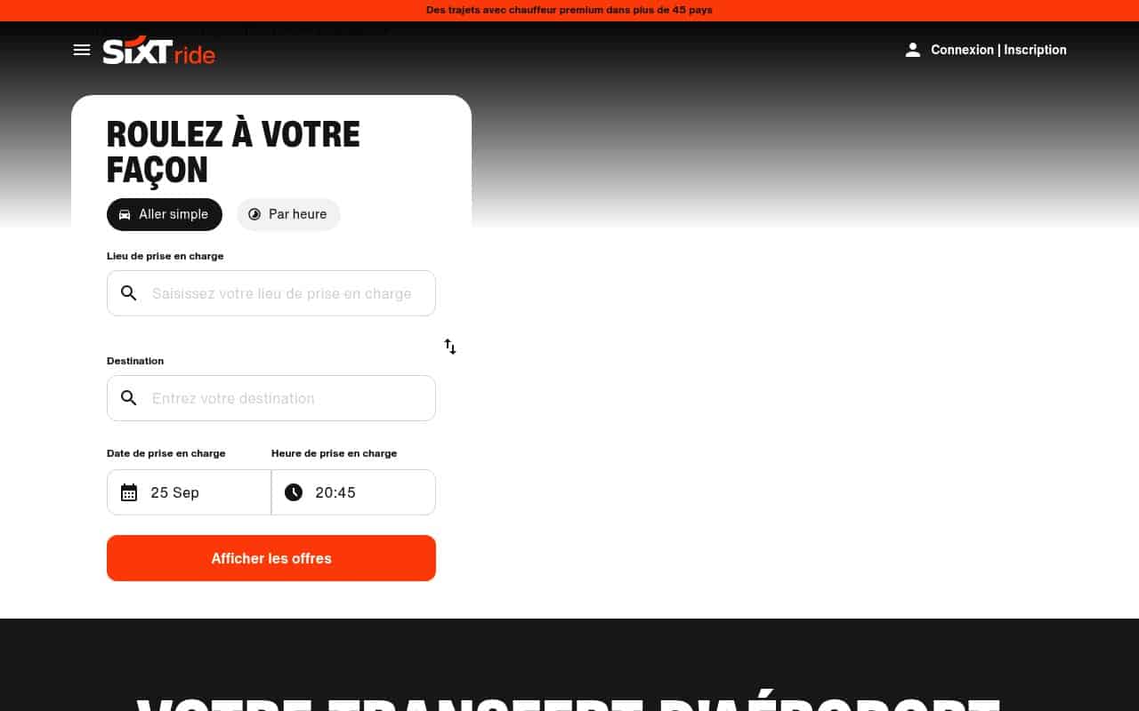 Aperçu du site SIXT ride