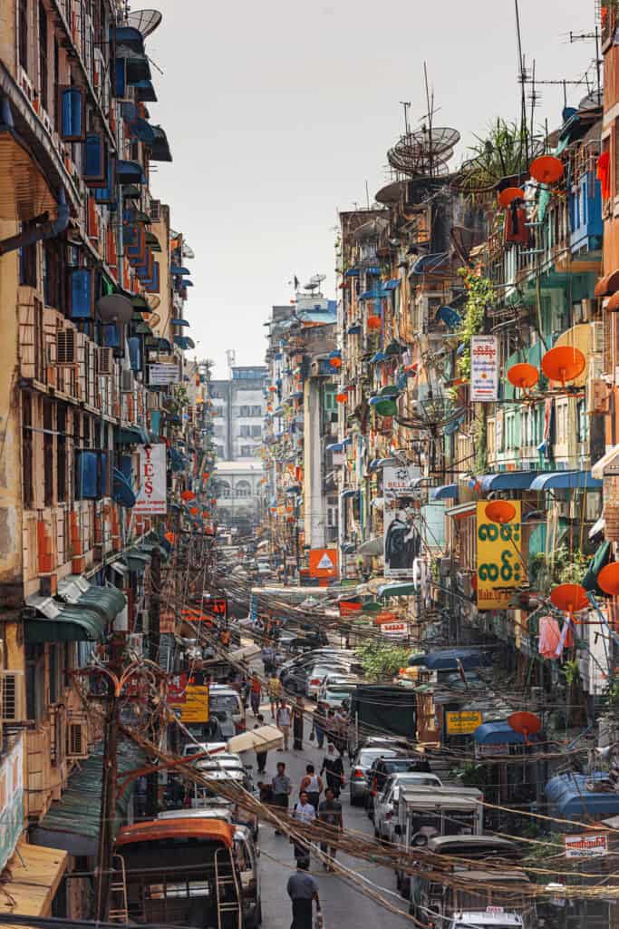 alleyway in yangon myanmar in front of bogyoke ma 2026 09 22 03 18 25 utc