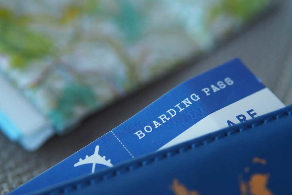 close up of airline boarding pass and passport on 2026 09 25 15 58 13 utc