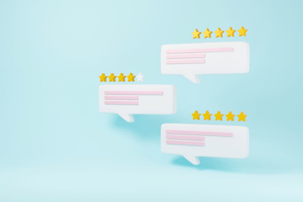 customer satisfaction ratings with star and speech 2026 09 22 03 25 08 utc